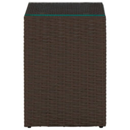 Berkfield Lightweight Side Tables 3 Pcs With Glass Top Brown Poly Rattan - thumbnail 4
