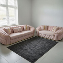 Stratus Interiors Ambassador 2+3 Sofa Set - Chesterfield Toronto With Silver Trim Sofa For Living Room - Frill Design - Pink - thumbnail 1
