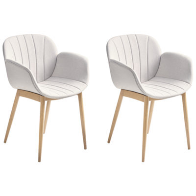 Beliani Set Of 2 Dining Chairs Alice Fabric Light Grey - image 1