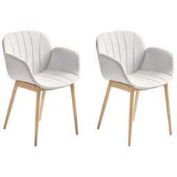 Beliani Set Of 2 Dining Chairs Alice Fabric Light Grey - thumbnail 1