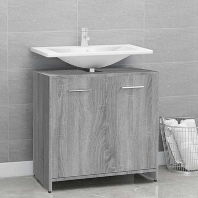 Walplus Bathroom Cabinet Grey Sonoma 60X33X60 Cm Engineered Wood - image 1