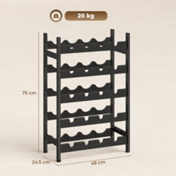Homcom Wine Rack Freestanding 5-Tier 20-Bottle Capacity Black - thumbnail 3