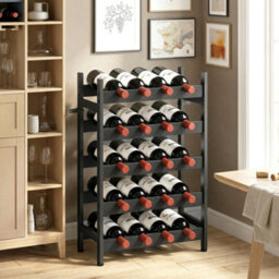 Homcom Wine Rack Freestanding 5-Tier 20-Bottle Capacity Black - thumbnail 8