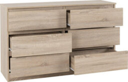 Seconique Malvern 6 Drawer Chest Sonoma Oak Effect Metal Runners - thumbnail 2