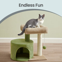 Feandrea Cat Condo With Sisal Scratching Post, Bed, Green And Brown - thumbnail 7