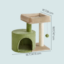 Feandrea Cat Condo With Sisal Scratching Post, Bed, Green And Brown - thumbnail 4