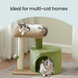 Feandrea Cat Condo With Sisal Scratching Post, Bed, Green And Brown - thumbnail 9