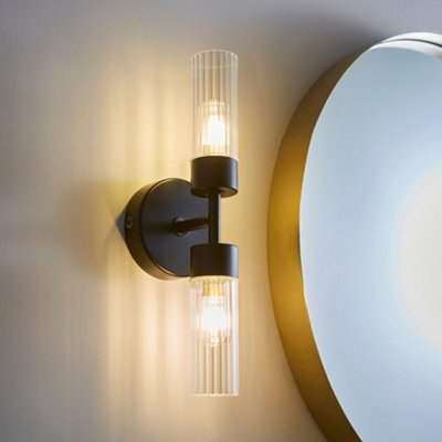 Litecraft Mavis 2 Arm Black Bathroom Wall Light - image 1