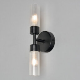 Litecraft Mavis 2 Arm Black Bathroom Wall Light - thumbnail 3