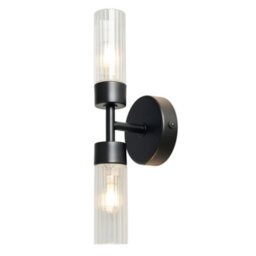 Litecraft Mavis 2 Arm Black Bathroom Wall Light - thumbnail 2