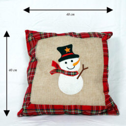 Shatchi Hessian Home Bedroom Office Decorations Burlap Cotton Linen Printed Pillow Covers Snowman, 40X40Cm 40X40Cm - thumbnail 3