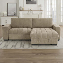 Furnishings For Less UK Frankie Beige Universal Corner Sofa Bed With Storage Usb & Cupholder - thumbnail 6
