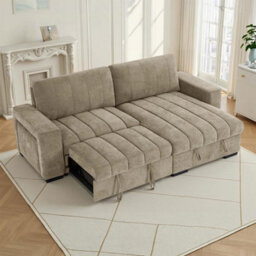 Furnishings For Less UK Frankie Beige Universal Corner Sofa Bed With Storage Usb & Cupholder - thumbnail 2