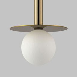 Houseof All Brass Plate And Frosted Shade Opal Ball Pendant Ceiling Light - Gold - thumbnail 3