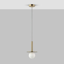 Houseof All Brass Plate And Frosted Shade Opal Ball Pendant Ceiling Light - Gold - thumbnail 2