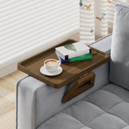 Brown Bamboo Sofa Arm Tray Table Chair Rest Organiser Couch Remote Storage Holder Desk - thumbnail 4