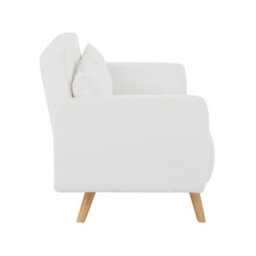 Mattress Guru Roxy Modern 2-Seater Loveseat Sofa, Convertible Fold-Out Sofabed, Borg Fabric, White - thumbnail 4