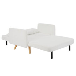 Mattress Guru Roxy Modern 2-Seater Loveseat Sofa, Convertible Fold-Out Sofabed, Borg Fabric, White - thumbnail 3
