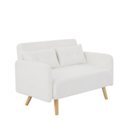 Mattress Guru Roxy Modern 2-Seater Loveseat Sofa, Convertible Fold-Out Sofabed, Borg Fabric, White - thumbnail 2