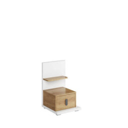Arte Modern Mirrored Massi Left Bedside Table - Natural Hickory & Alpine White, Durable Storage Solution (H)700mm (W)430mm (D)450mm - thumbnail 2