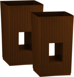 Simpa 2Pc Brown Cubic Modern Plastic Planter. - thumbnail 1