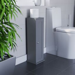 Hayle Matt Grey Freestanding Toilet Roll Holder Cupboard (H)650mm (W)200mm - thumbnail 4