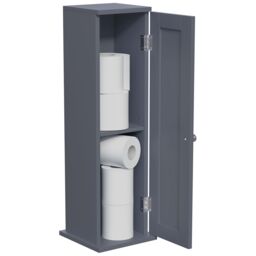 Hayle Matt Grey Freestanding Toilet Roll Holder Cupboard (H)650mm (W)200mm - thumbnail 3