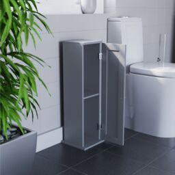 Hayle Matt Grey Freestanding Toilet Roll Holder Cupboard (H)650mm (W)200mm - thumbnail 8