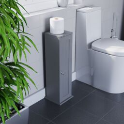 Hayle Matt Grey Freestanding Toilet Roll Holder Cupboard (H)650mm (W)200mm - thumbnail 7