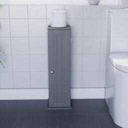 Hayle Matt Grey Freestanding Toilet Roll Holder Cupboard (H)650mm (W)200mm - thumbnail 6