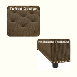Matteo Square Fabric Storage Ottoman With Rivet Detail - Coffee - thumbnail 6