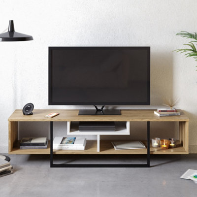 Decorotika Astona Tv Stand Tv Unit For Tvs Up To 65 Inch Oak White And Black - image 1