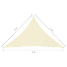 Berkfield Sunshade Sail Oxford Fabric Triangular 5X5X6 M Cream - thumbnail 6