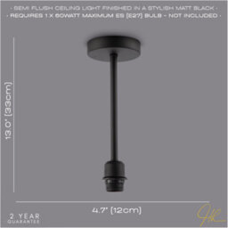 Happy Homewares Classic Matte Black Ceiling Light Fixture To Showcase Lamp Shades - thumbnail 6
