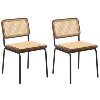 Beliani Set Of 2 Dining Chairs Corvallis Pe Rattan Brown - image 1