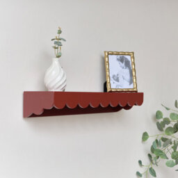 Melody Maison Large Oxblood Dark Red Scalloped Wall Storage Shelf - 61Cm - thumbnail 3