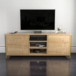 Decorotika Otis Tv Stand For Tv's Up To 63 Inch Gold And Oak