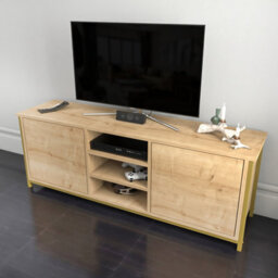 Decorotika Otis Tv Stand For Tv's Up To 63 Inch Gold And Oak - thumbnail 3