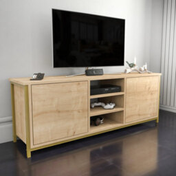 Decorotika Otis Tv Stand For Tv's Up To 63 Inch Gold And Oak - thumbnail 2