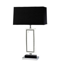 Luminosa Lighting Luminosa (Dh) Linea Table Lamp Rectangle E27 Black Shade Polished Chrome/ Black/crystal - thumbnail 1