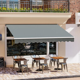 Living And Home Retractable Awning Canopy Garden Sun Shade Manual Shelter For Door Window,grey, 2 M X 1.5 M