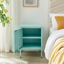 Furniturebox Uk Teksi 1 Door Light Blue Metal Locker Bedside Table - thumbnail 3