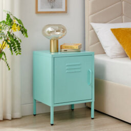Furniturebox Uk Teksi 1 Door Light Blue Metal Locker Bedside Table - thumbnail 1