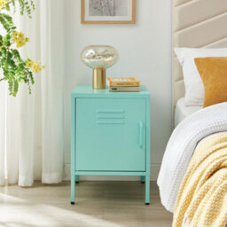 Furniturebox Uk Teksi 1 Door Light Blue Metal Locker Bedside Table - thumbnail 2