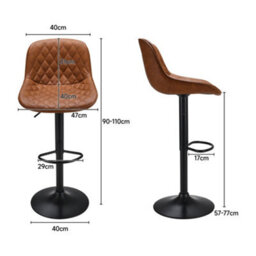 Living And Home Bar Stool Set Of 2 Pu Leather Counter Swivel Height Bar Stools Chair For Pub Dining Room - thumbnail 5