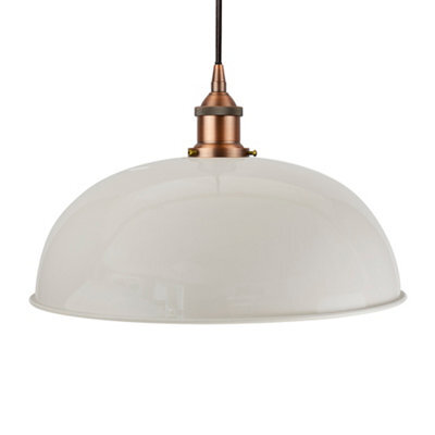 Pale Grey Worcester Painted Dome Pendant Light With Matt Antique Copper Lamp Holder And Black Round Cable - Se Home - image 1