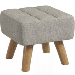 Light Brown Footstool With Wood Legs, Fabric Foot Stool Living Room
