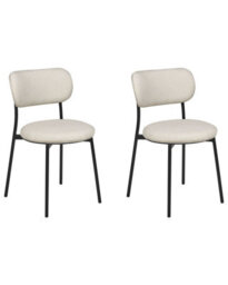 Wyld And Coco Nova Living Beige Polyester Armless Dining Chairs Set Of 2 With Iron Legs For Kitchen And Dining - thumbnail 3