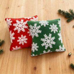 Living And Home Snowflake Pattern Set Of 2 Christmas Theme Decorative Throw Pillows Washable Soft Fluffy And Festive 45Cm W X 45Cm D - thumbnail 3