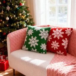 Living And Home Snowflake Pattern Set Of 2 Christmas Theme Decorative Throw Pillows Washable Soft Fluffy And Festive 45Cm W X 45Cm D - thumbnail 2